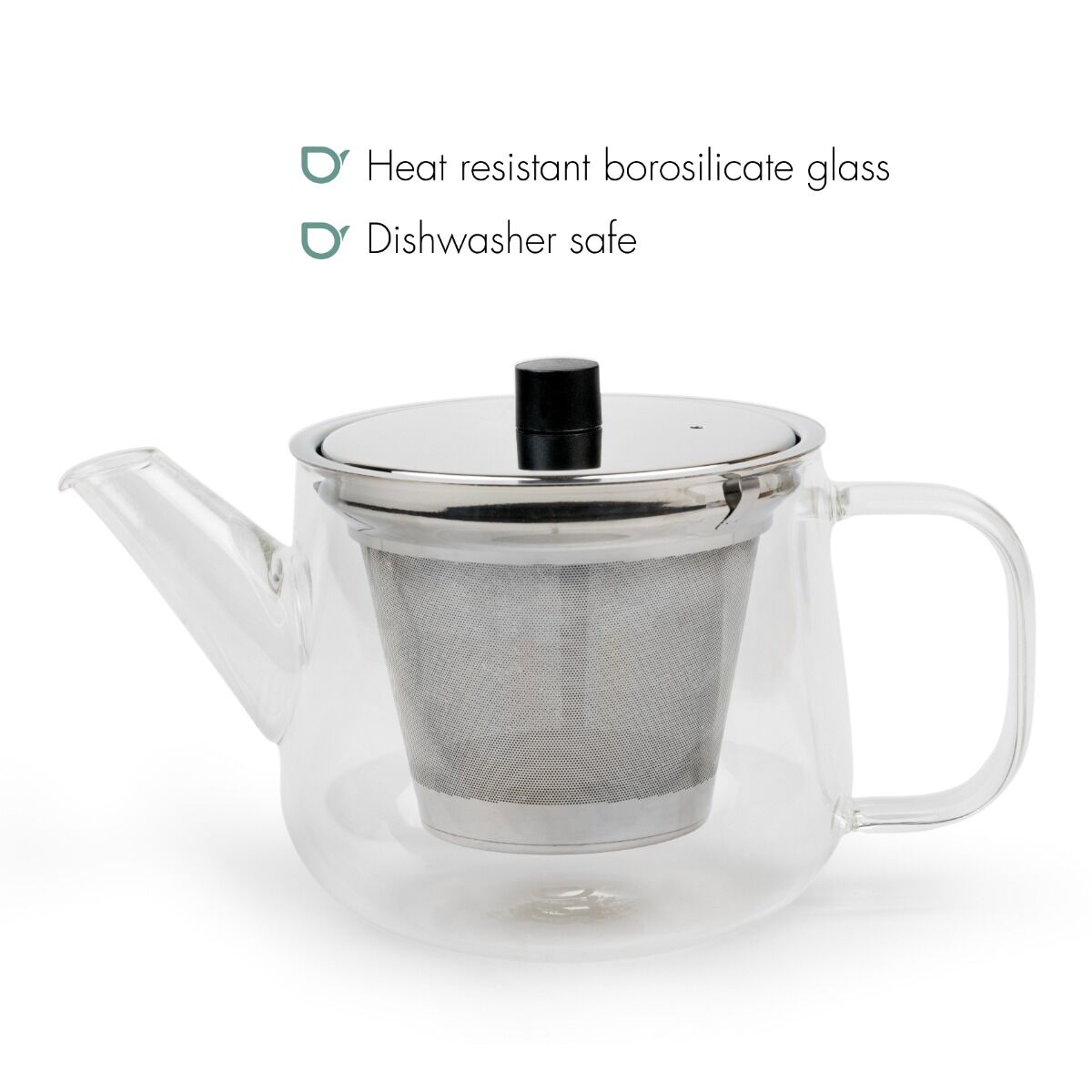 BREDEMEIJER Teapot Merano 1.1L glass with filter s/s